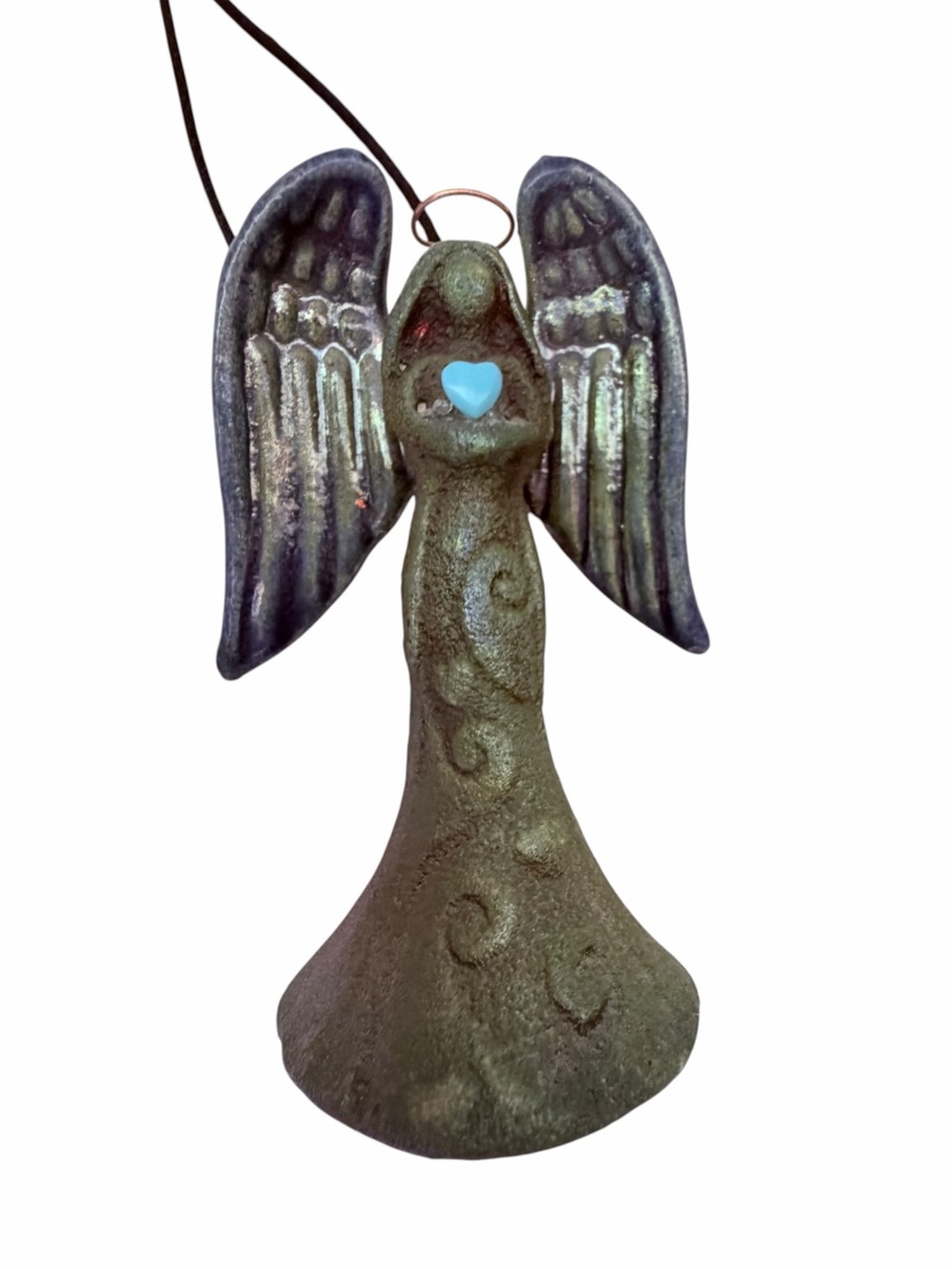 Raku Angel Heart Jeremy Diller Signed Ornament